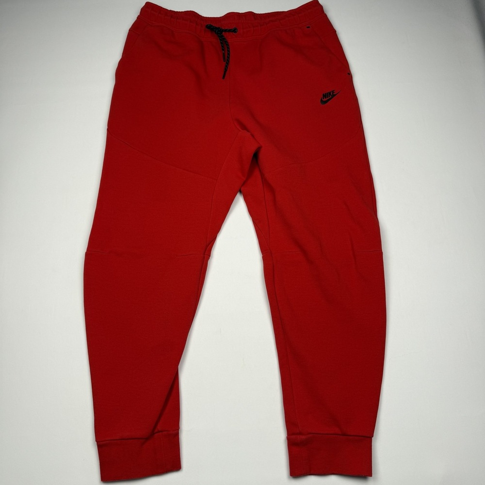 Nike Tech Jogger Pants Mens XL Red Fleece Zip Pocket Cuffed Athletic CU4495-657